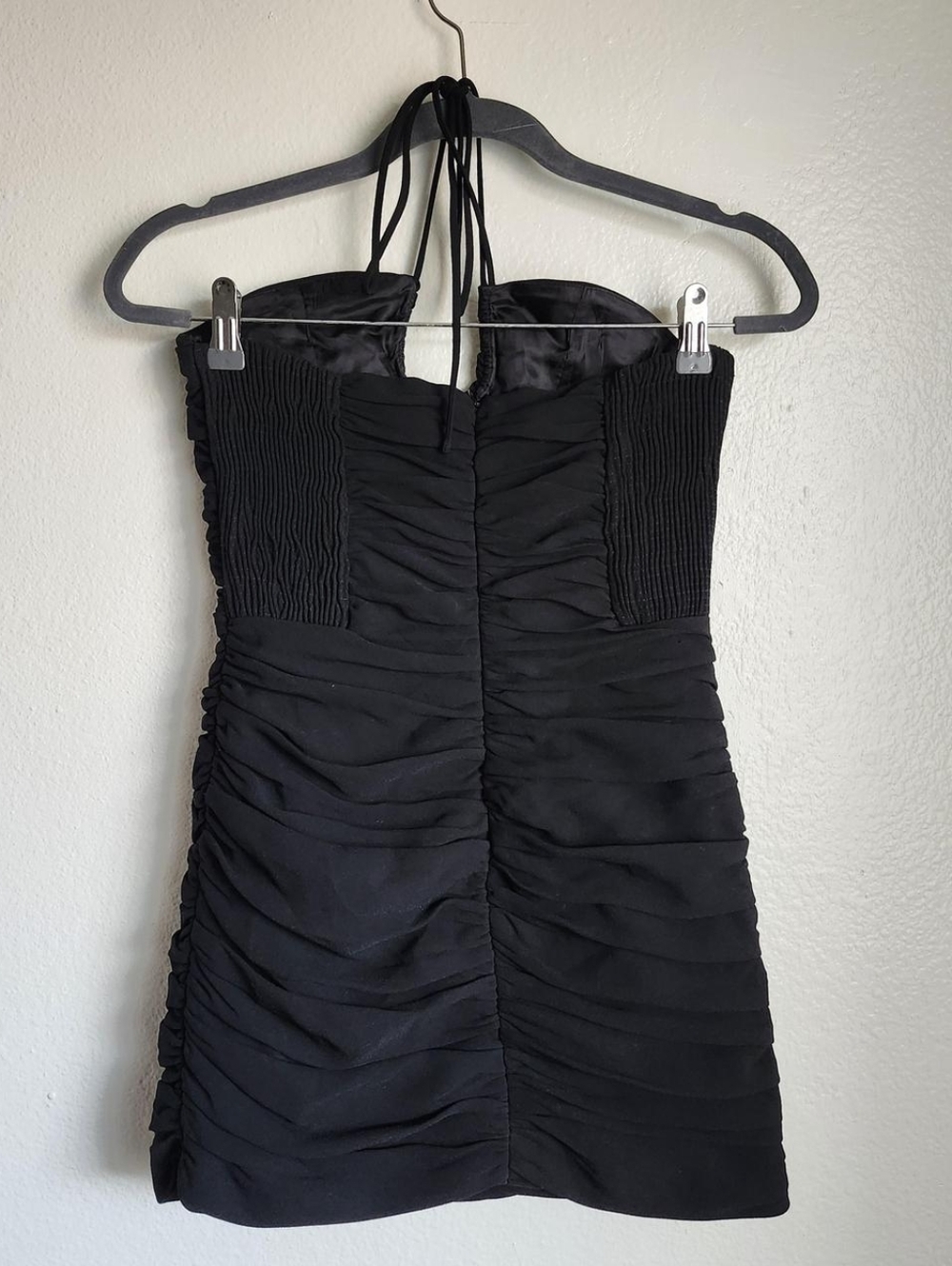 Zara Black Ruched Halter Mini Dress – Bodycon Night Out Club Date Dress Small - Picture 6 of 9
